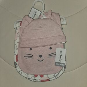 Carter's Little Girl's Baby Bunny Burp Cloth, Bip and Cap One Size